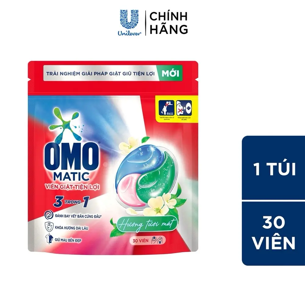 Viên giặt OMO Matic Tiện lợi 3 trong 1 (30 viên/túi)