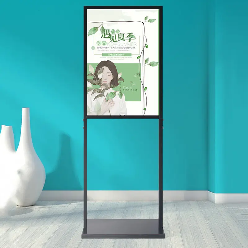 1 pcs Heavy Poster Stand Floor Standing Sign Holder Black Coated Metal Double-Sided for Indoor Outdoor Display rack