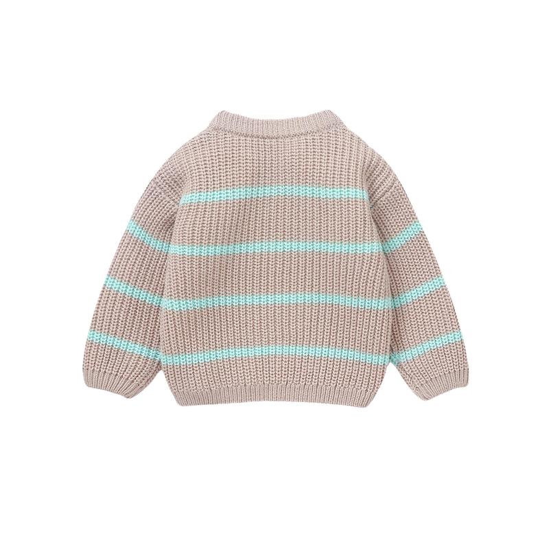 Newborn Baby Sweater Casual Stripe Print Warm Knitted Long Sleeve Pullover Infant Knitwear for Toddler 6