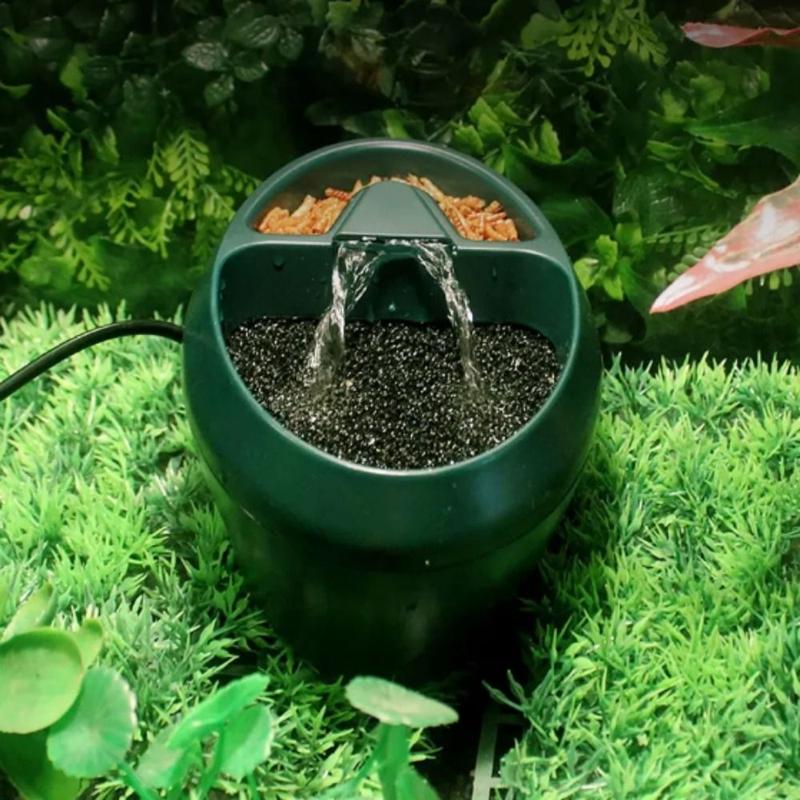 Product Introduction of Turtle Water Feeding Bowl Double Layer Filtration Amphibian Drinking Fountain US Plug Mute Lizard Water Dripper Plastic Automatic Gecko 10