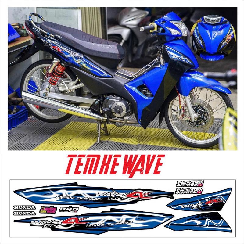Decal 3 lớp Tem rời wave mẫu lửa đẹp mới đủ màu dán 50-100-110 - Nhãn Dán Chống Nước