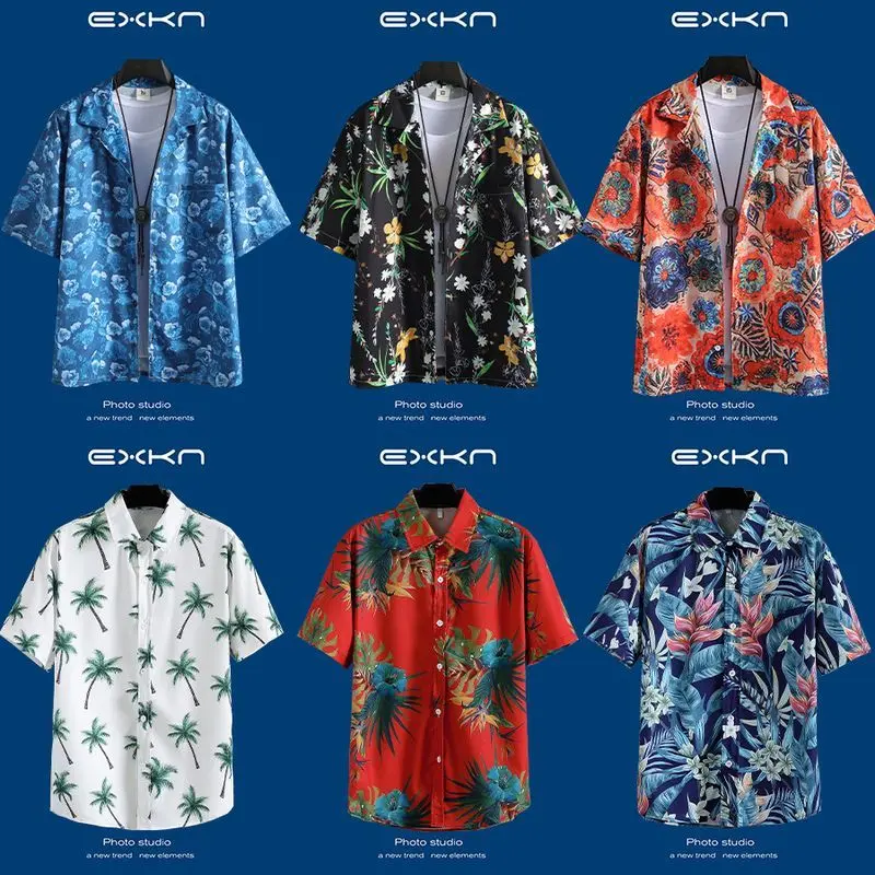 Áo Sơ Mi In Họa Tiết, Dành Cho Nam Giới, Mặc Mùa Hè, Cao Cấp, Đi Kỳ Nghỉ Bờ Biển Hawaii, Ngoại Cỡ, Dáng Rộng Vừa Vặn, ngắn Tay Áo, Hàng Mới Về Menswear 1