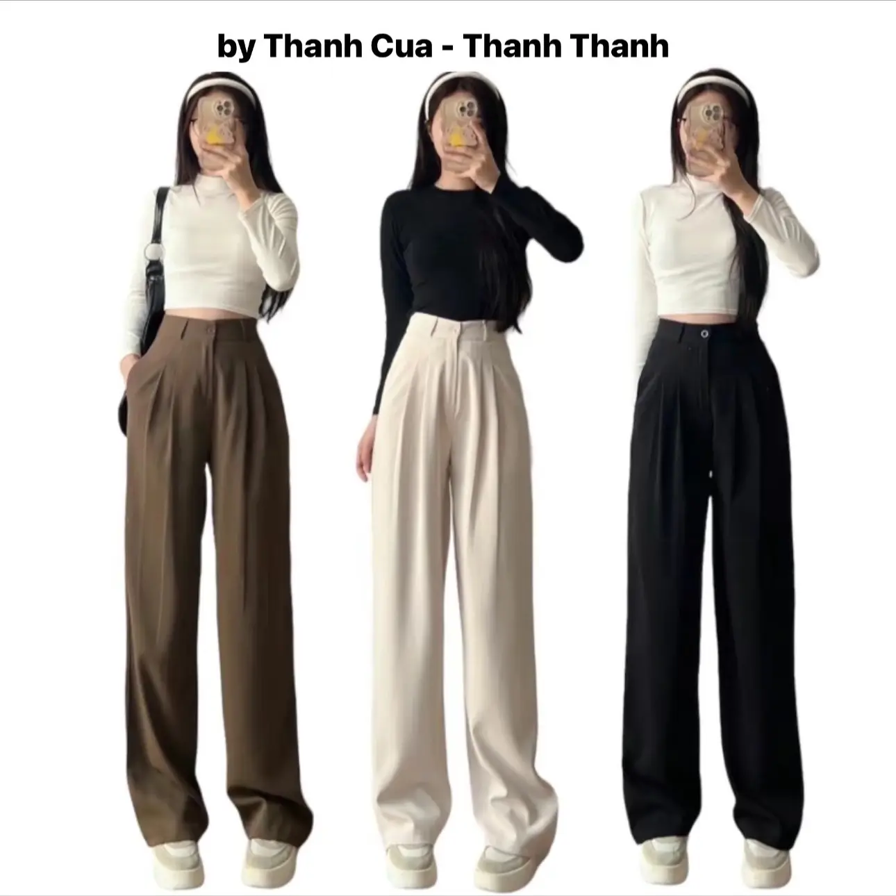 Quần vải xuông chất gold hàn cạp cao dài quần 100cm siêu hách dáng - by Thanh Cua Nữ Pants