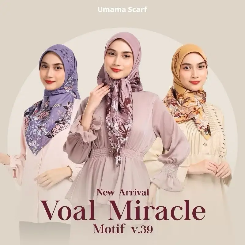 Voal Miracle Motif Print Metal Logo by Umama Scarf / Hijab Segi Empat Motif Lasercut LC / Jilbab Segiempat Premium Original Zaffa Hijab Seragaman 0