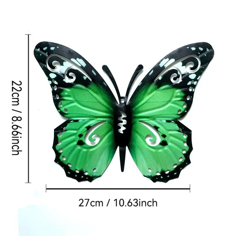 Metal Butterfly Wall Decor, 4 Counts/set Colorful Hanging Butterfly Decor, Outdoor Wall Decor for Garden Yard Fence Garden 6
