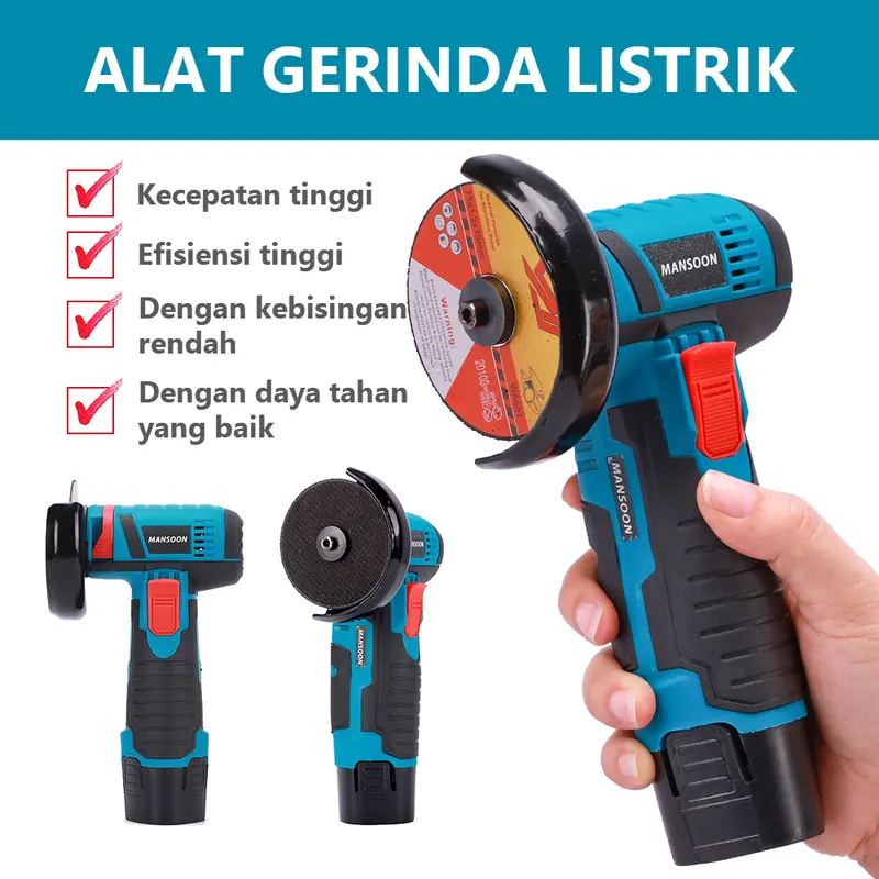 MANSOON Gerinda Sudut Mini 3'' Mesin Gerinda Tangan Alat Pemotong Alat Listrik Penggiling Sudut Nirkabel Angle Grinder 4