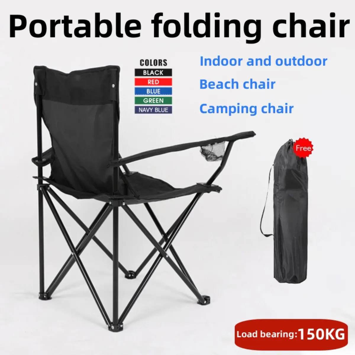 Outdoor Camping Portable Folding Chair For Fishing Beach With Arm Rest portable  chair wthb  outdoor Outdoor Folding Camping Chairs