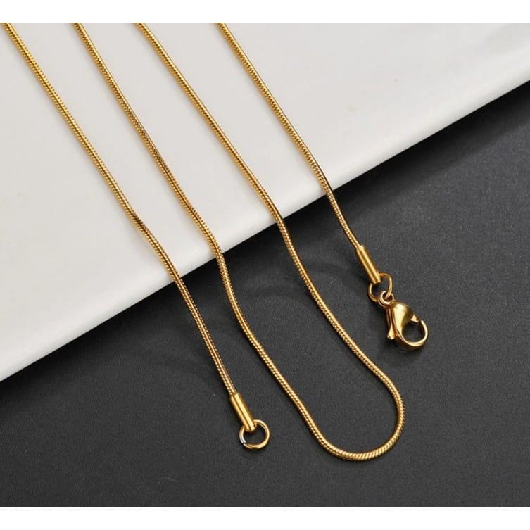 Kalung Rantai Titanium Anti Karat Tidak Berubah  Warna Model Round Snake Liontin Bambu Pria Dan Wanita Gold Silver 4