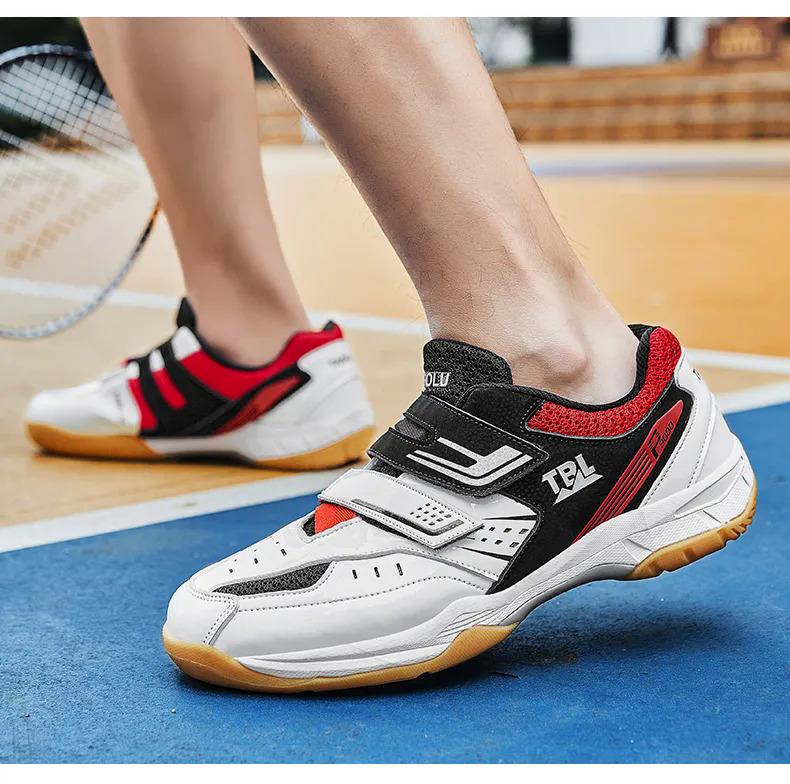 Product Introduction of New Breathable Badminton Shoes Men Comfortable Badminton Wears Velcro Tennis Sneakers Light Volleyball Shoes Size 36-45 37