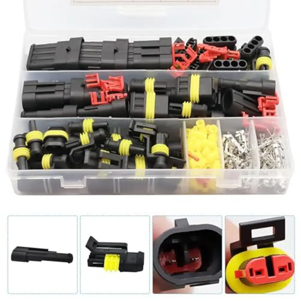 352Pcs 12V Waterproof Electrical Wire Connector Terminal Kit 1/2/3/4 Pin