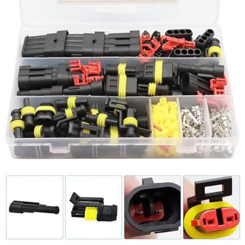 352Pcs 12V Waterproof Electrical Wire Connector Terminal Kit 1/2/3/4 Pin 3