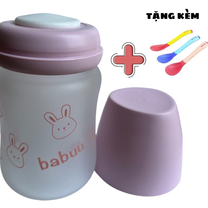 Bình trữ sữa babu thuỷ tinh bọc silicon cổ rộng size nhỏ 160 to240ml Đựng Sữa Bột bình đựng bình sữa