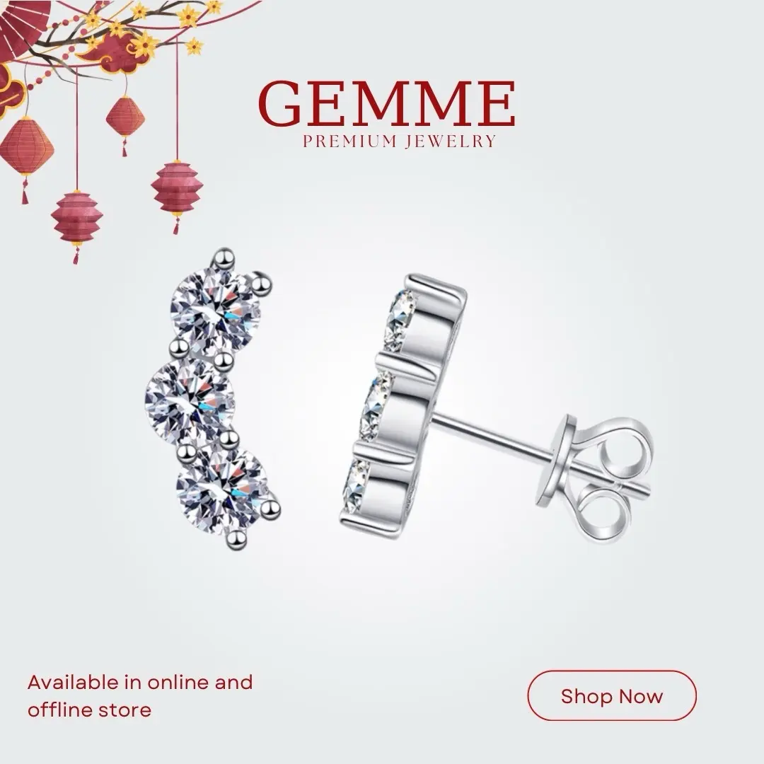 BÔNG TAI 3 HẠT VIÊN 3mm XINH SHOP GEMME  - U66