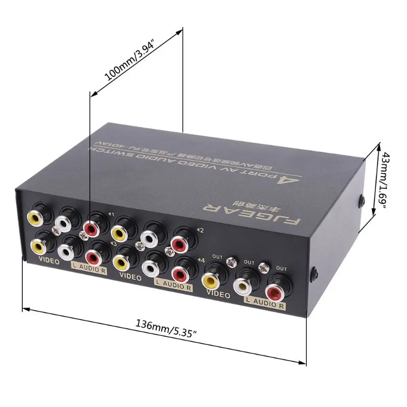 Zhen-Bộ Chuyển Mạch 4 Cổng AV Âm Thanh Và Video RCA, Bộ Chọn Công Tắc Đầu Vào 1 Đầu Ra, Hộp Chia, Bộ Chọn Tín Hiệu 4 Chiều