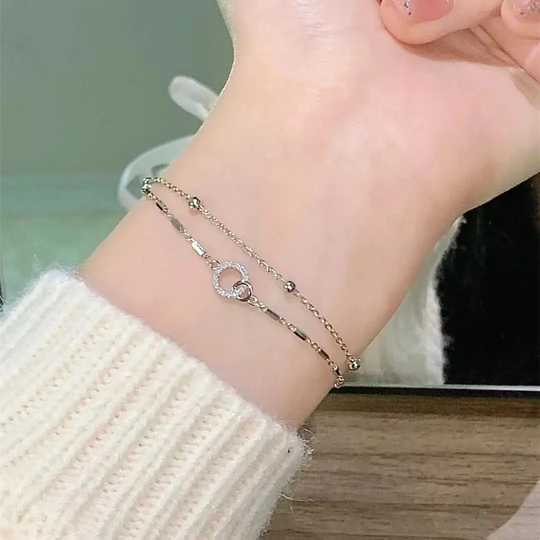 Double-layer ring bracelet niche design exquisite personality versatile bracelet women