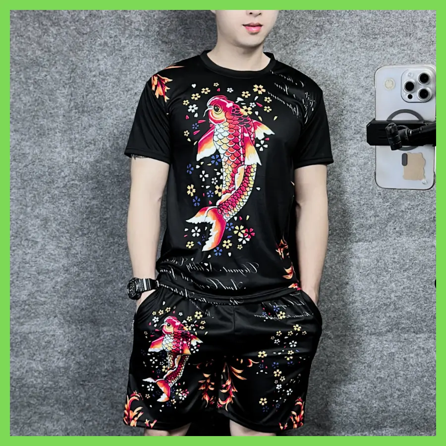 Bộ quần thể thao thun hè SIZE 33 -> 120kg in 3D hình cá chép KOI chất liệu thun lạnh co dãn 4 chiều thoáng mát bền đẹp không bai xù -A'ka Fashion 365