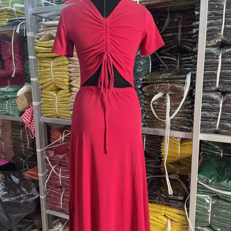 Đầm tay ngắn xẻ tà 1 bên có rút dây phía sau thời trang cá tính sexy quyến rũ ( có size lớn dưới 75kg) Dress Nữ 4
