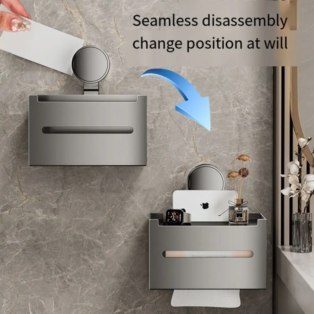 Creative Wall-Mounted Suction Cup Tissue Box Heavy Duty Save Space Wipes Paper Storage Box Punch-Free Detachable Toilet Tissue Holder Kitchen