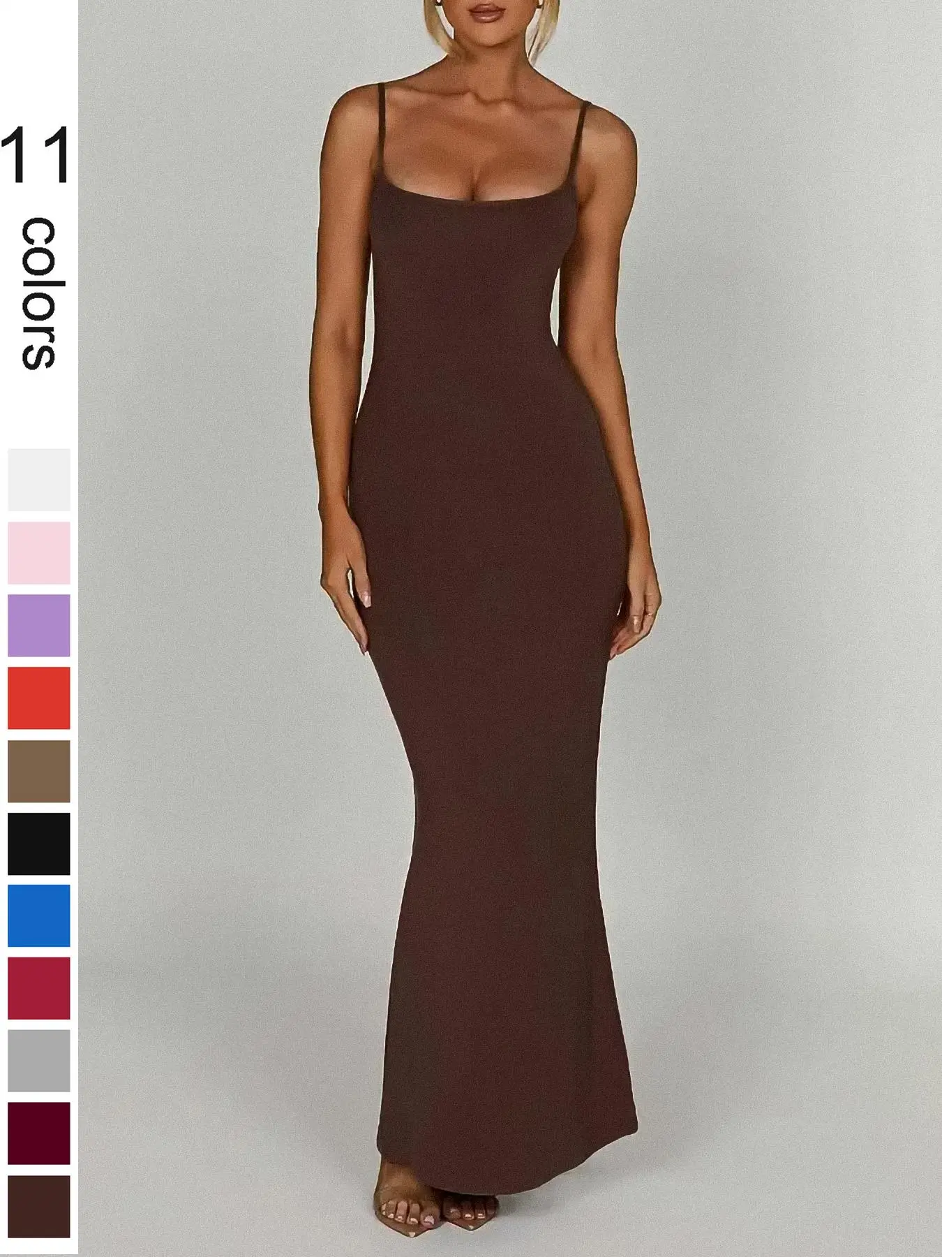 Women's Plain Backless Spaghetti Strap Cami Dress, Summer Clothes, Solid Long Dress, Homecoming Dresses for Women, Hide Tummy Outfits Uk, Birthday Clothes 2024, Old Money Outfit, Tall Clothing Women, Red Rave Gown