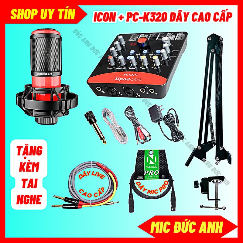 Bộ Mic Thu Âm Livestream PC K320 Sound Card Icon Upod Pro Chuyên Dùng Với Điện Thoại Máy Tính Laptop