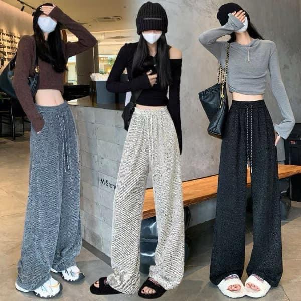 { Nhung chéo } Quần Suông Chất Dạ Nhung Dày Dặn Cao Cấp , Quần Xuông Nữ Women Pants