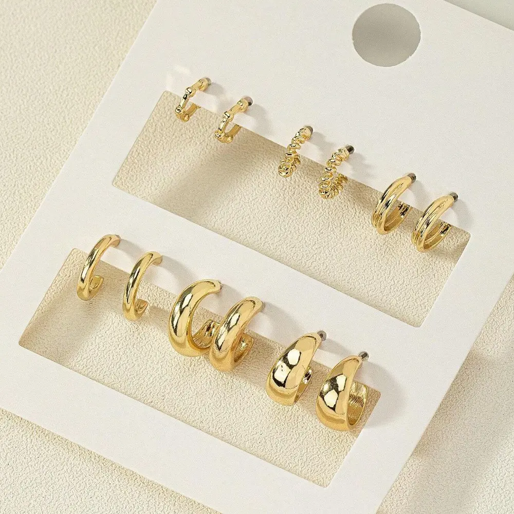 12pcs Women Vintage Circle Hoop Earrings Simple Fashion Geometric Drop Earring Set New Trendy Jewelry Party Gifts