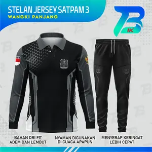 STELAN JERSEY WANGKI PANJANG SATPAM BLACK / KAOS KERAH SATPAM BLACK / TRAINING OLAHRAGA SPORTY / JERSEY POLO PANJANG SATPAM BLACK DRYFIT