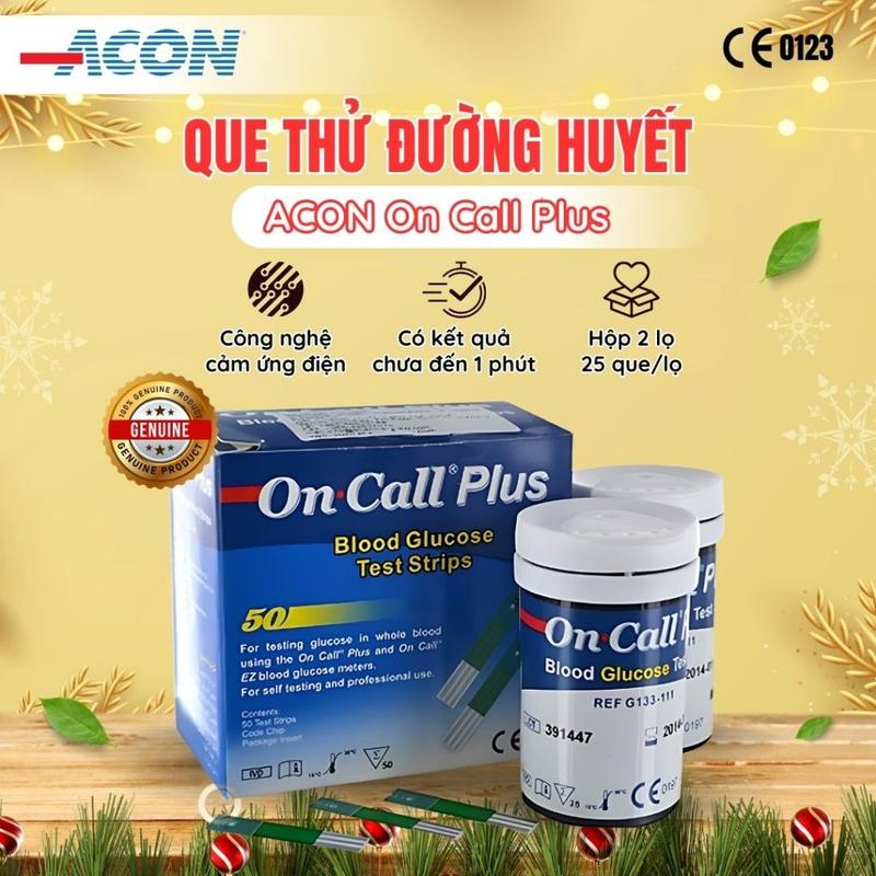 Que thử đường huyết ACON On Call Plus hộp 2 lọ (mỗi lọ 25 que)