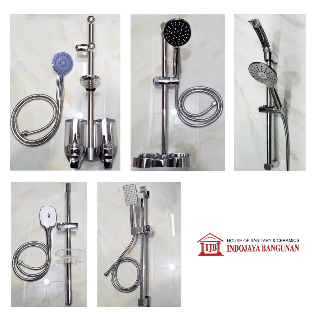 Hand Shower Tiang Shower Mandi Tiang Shower Set Kotak Bulat Chrome