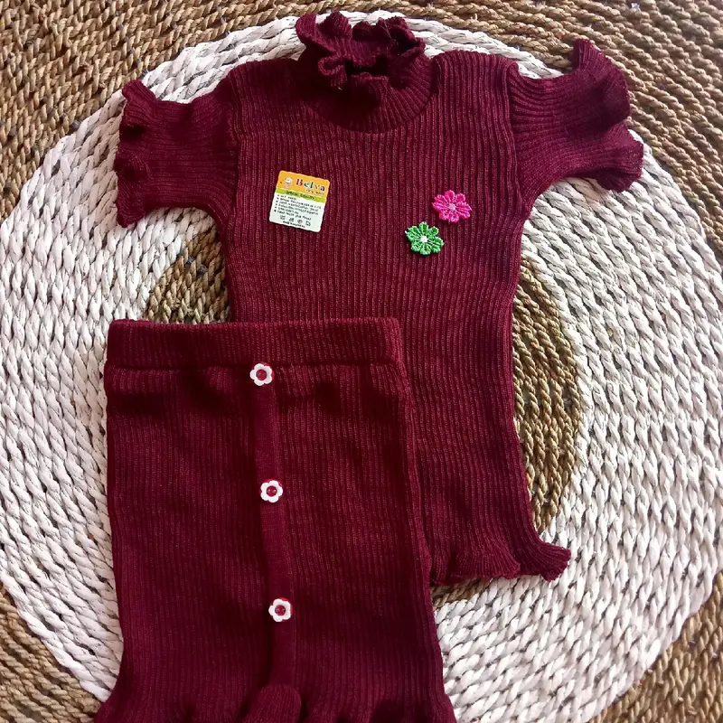 Set rok rajut halus lembut usia 1-3 tahun recomended setelan anak cewe Nyaman setelan anak perempuan dress anak 2
