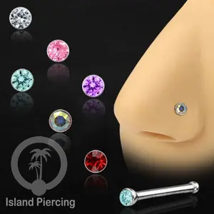 Nose Pin Piercing Jewelry Perhiasan Hidung warna silver dengan Kristal