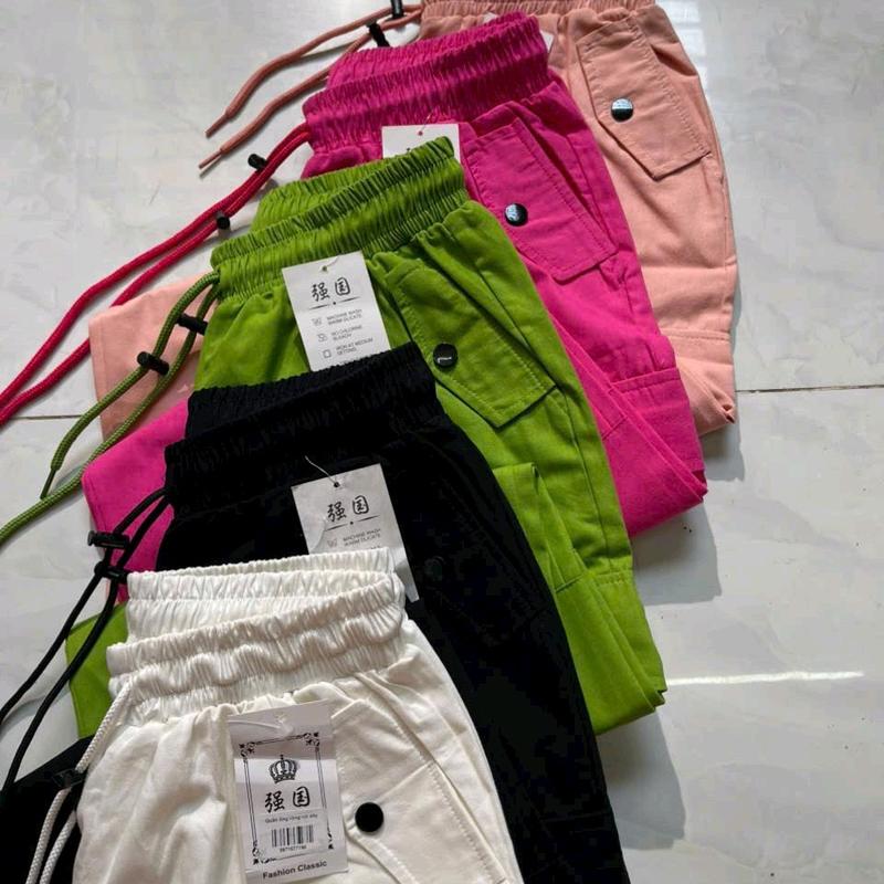 Quần kaki ống rộng túi hộp nữ lưng thun có dây rút Women Ong Pants Nhung suông 5