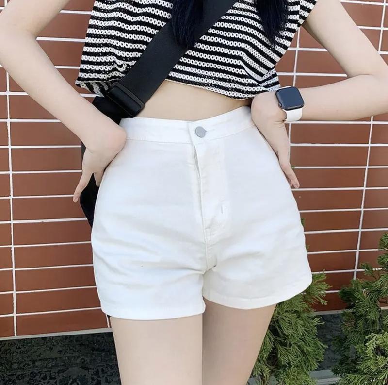 Product Introduction of Quần đùi nữ lưng cao chất vải kaki co dãn nhẹ hack dáng phong cách basic dễ phối đồ BBKK1 Trắng Women Pants Jean Nhung 13