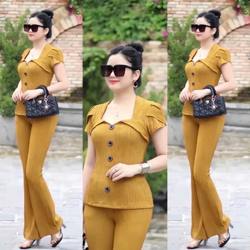 Bộ H28 Set Bộ xốp nhật quần ống pass mặc sang trọng Women