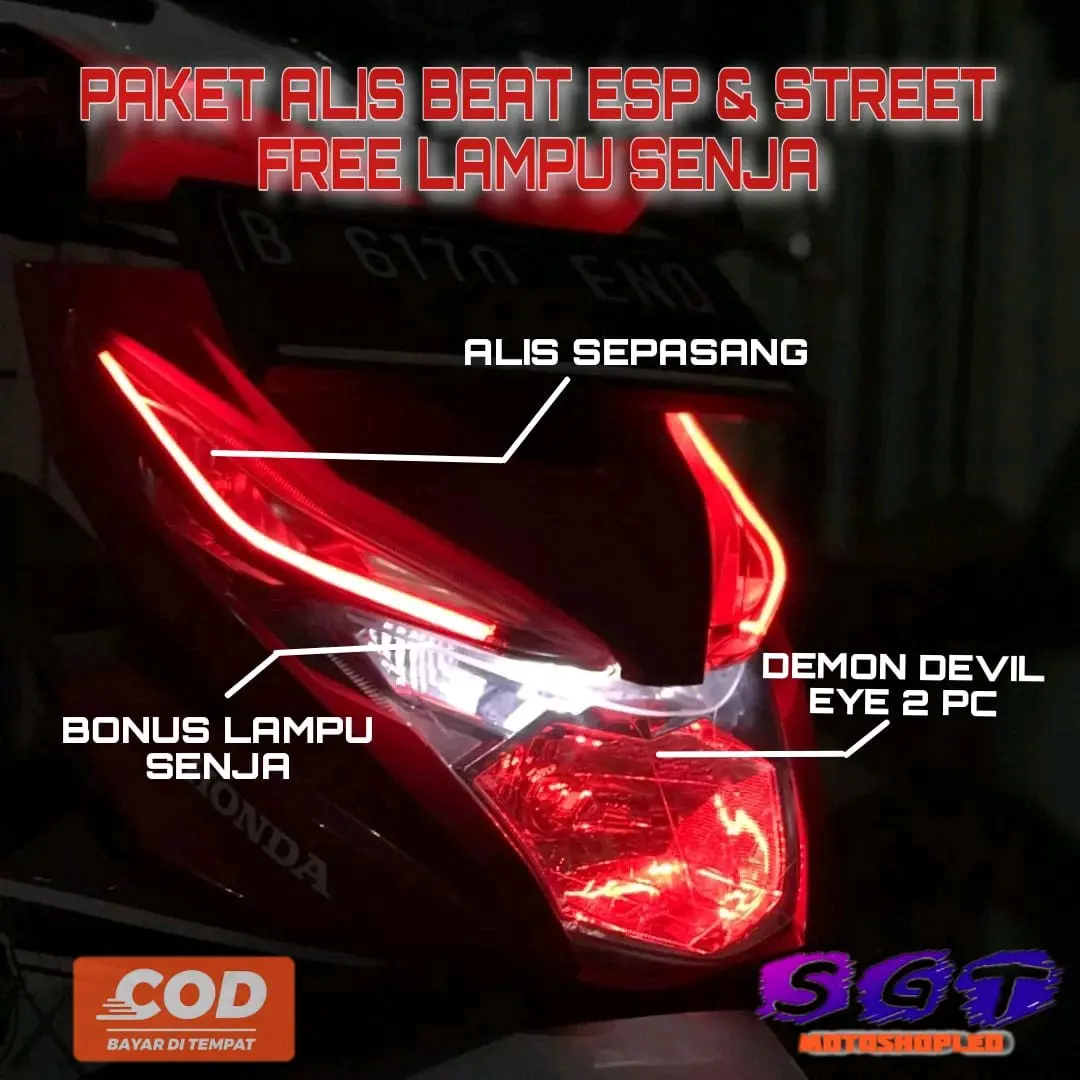 paket lampu alis beat esp street lengkap demon bonus lampu senja t10 super terang