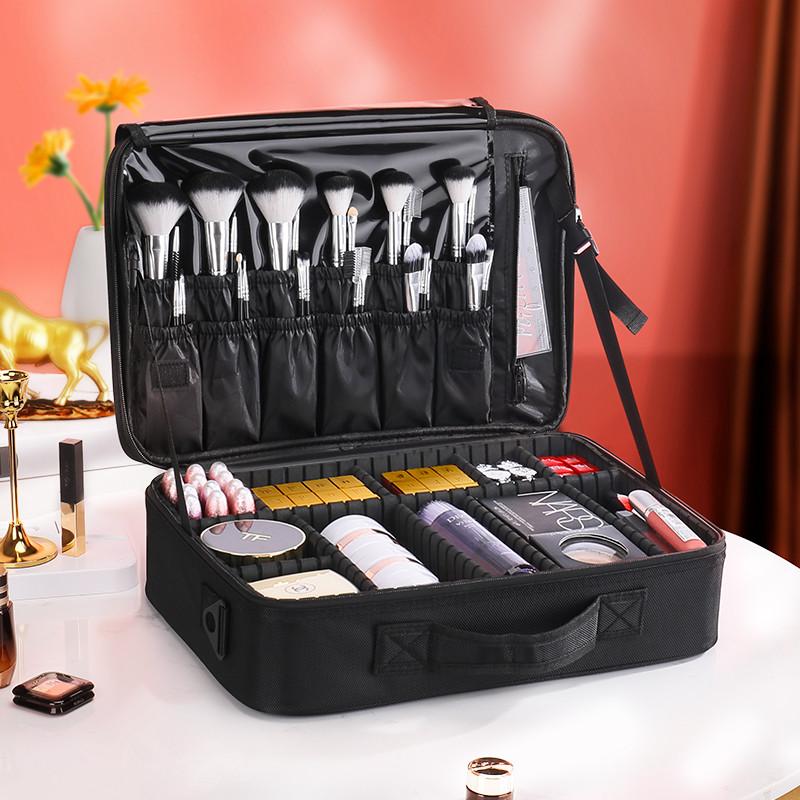 (Yến HaLi) Cốp Vải Size Lớn 2 Ngăn Đựng Mỹ Phẩm, Makeup, Đồ Trang Điểm, Nail,Mi Có  Đai Đỡ Trong, Dây Đeo Vai, Cài Vali, Đủ Size
