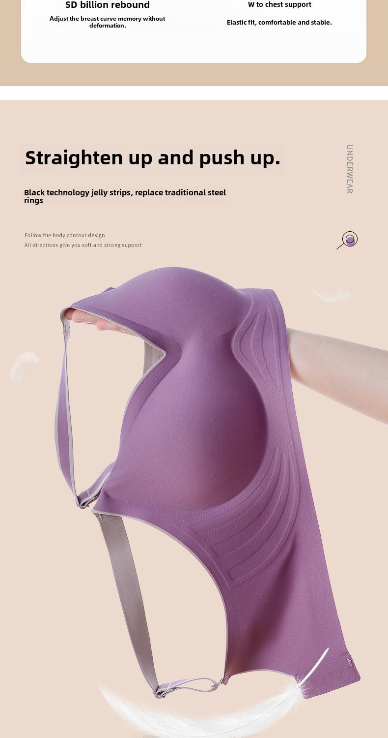 Product Introduction of Color Block Gradient Seamless Bra for Women Small Chest Push-Up Latex Adjustable Wireless Sports Bra skims  bra 13