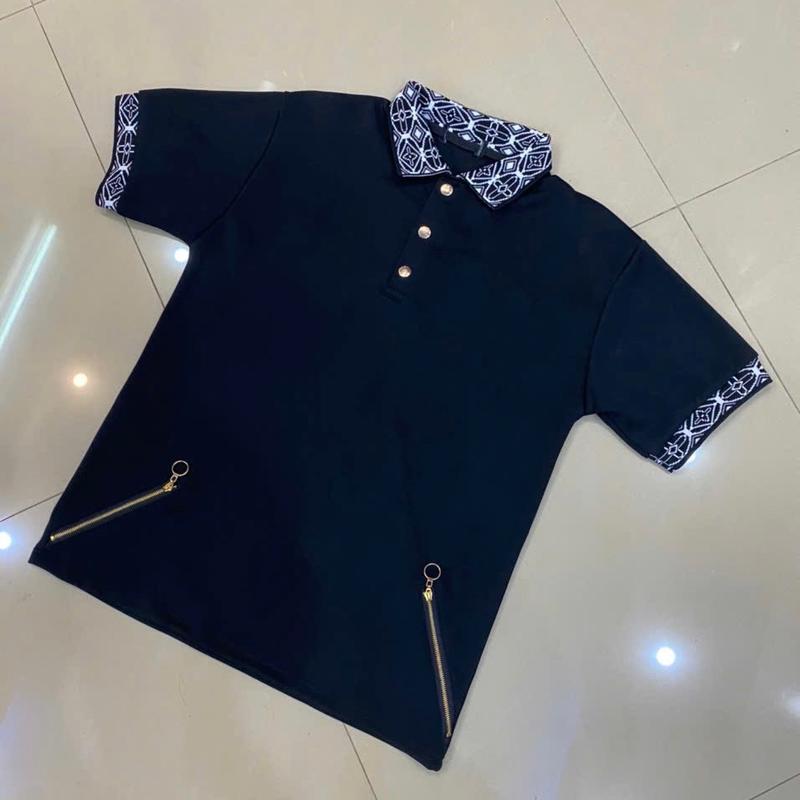 Áo polo THỔ CẨM bo cổ và bo tay phối khoá góc áo quá chất. 3