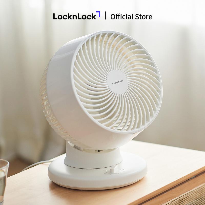 Quạt tuần hoàn không khí Bianco LocknLock Desktop circulation fan Màu ngà ENF156IVY, nhỏ gọn, lồng quạt gập lên xuống 90 độ, độ ồn thấp QuạT 30dB