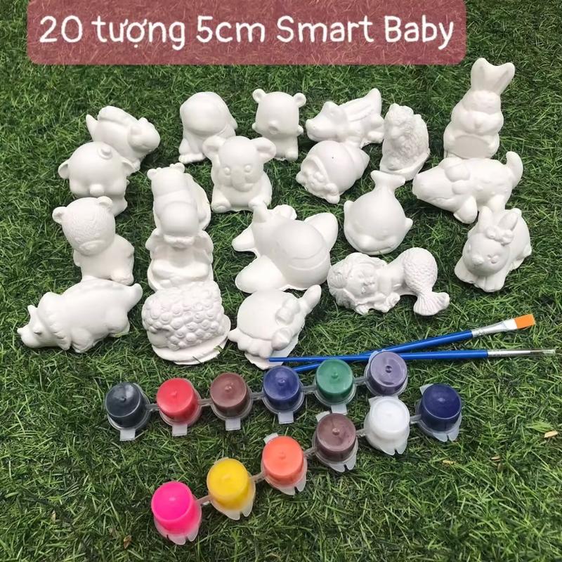   Tặng 12 màu 2 cọ  Set 20 tượng thạch cao 5cm phù hợp cho bé tập tô màu tượng tô màu 5cm 