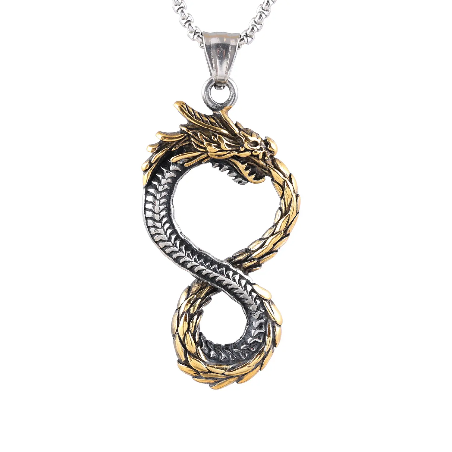 Hot Selling INS Style Viking Dragon Design Stainless Steel Men Pendant Wholesale Necklace