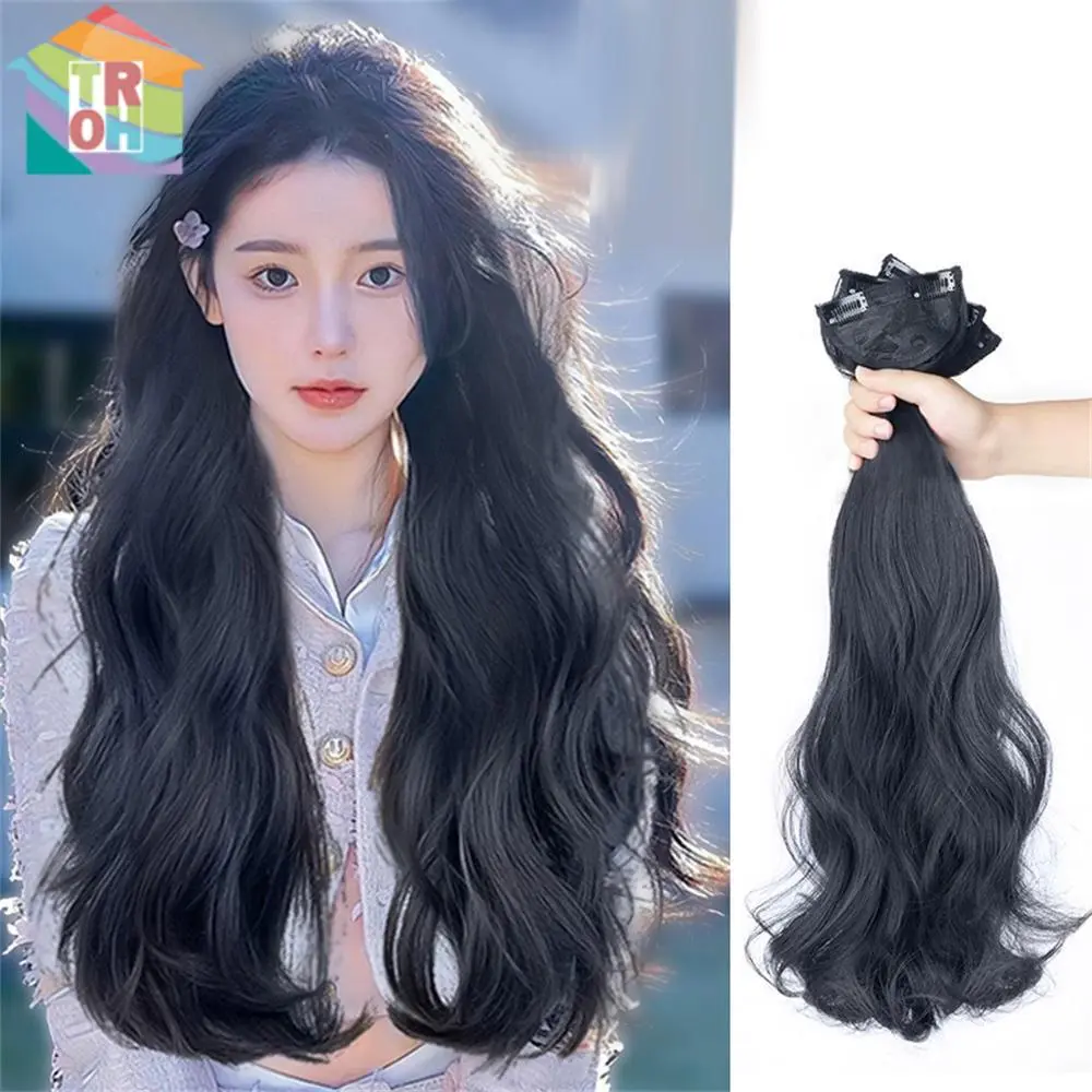 [Ready stock]3Pcs/set 50cm Big Wavy Curls Hair Extension Wig Women Hair Wigs