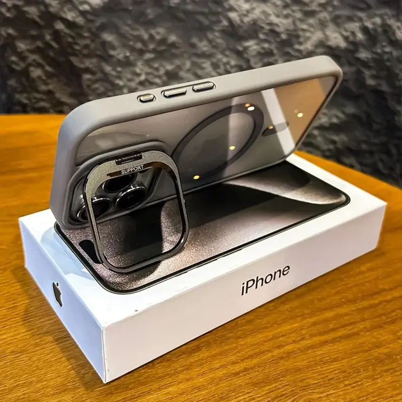 Clear Magnetic Case with Camera Kickstand for iPhone 16 15 14 13 12 Pro Max Compatible with Mag Safe Military-Grade Protective Case Cover Drop Protection 7