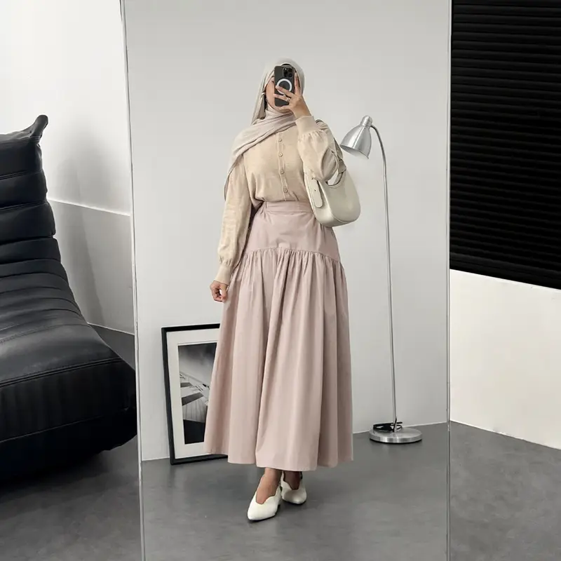YEPPUOUTFIT - Nanda Skirt | Basic Bawahan Rok Wanita Panjang Muslim Adem Nyaman Girly Outfit Casual Hijab Style Katun Serut 5