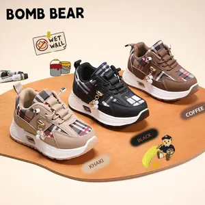 Bomb Bear 805 Sepatu Sekolah Anak Laki Laki dan Perempuan TK SD Warna Hitam Khaki dan Coffee Usia 3-12 Tahun