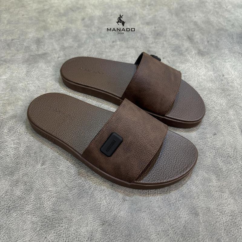 [ Manado Ha Noi ] Dép lê quai ngang nam Manado, Khâu Quai 2 bên liền đế. Chất liệu quai da bò, Đế cao su đúc êm chân - Mã MND30 có 4 màu: Nâu, Đen, Xám, Xanh Than. Slipper Nhung