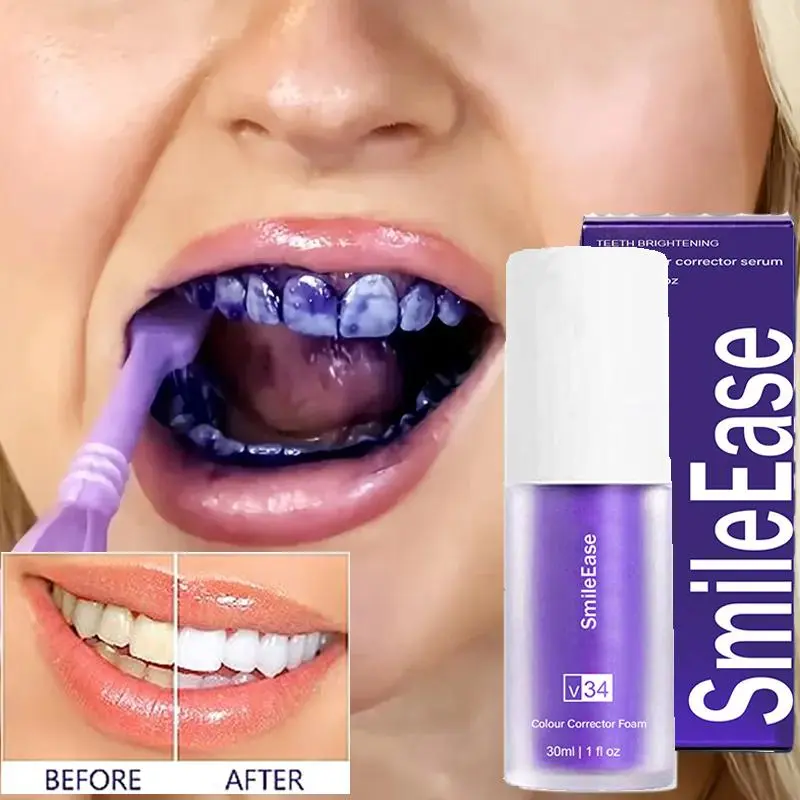 30ml Toothpaste Purple Color Corrector Toothpaste For Teeth White Brightening Reduce Yellowing Tooth Care Toothpaste