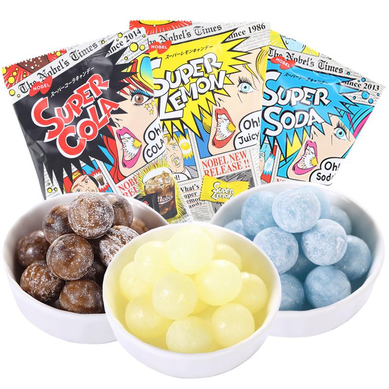 Kẹo siêu chua Nobel Super vị Lemon Soda & Cola nội địa Nhật Bản Snack Ăn Vặt Vị Chua