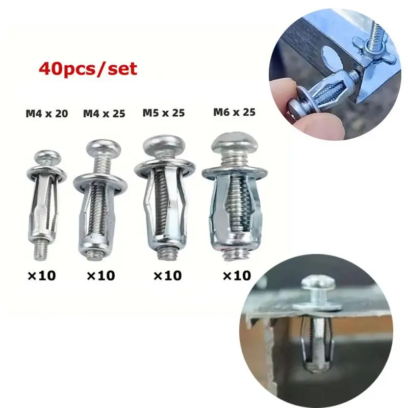 Expansion Screw Petal Nut, High Strength Carbon Steel Petal Shape Nut with Screw, Fastener Kit for Construction, Automobile Manufacturing, Communication Equipment, Electronic Equipment Manufacturing