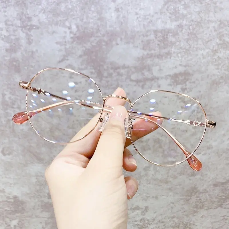 Gọng kính cận nữ thời trang tròn góc cạnh dành cho mặt vừa và to chất liệu kim loại M6 cắt độ cận free - Women Mắt Kính 5